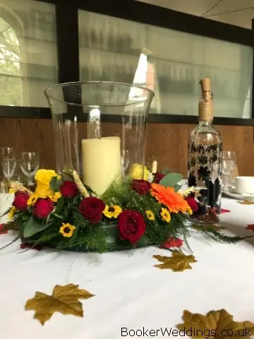 Autumn Wreath and Lantern Table Flowers