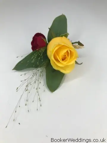 Yellow and Red Groom Buttonhole