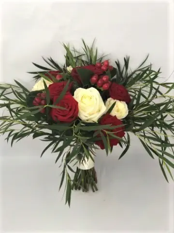 Wild Winter Wedding Rose and Hypericum Berry Bridal Bouquet