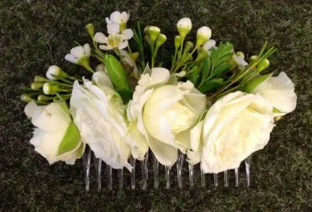 Bridesmaid Spray Rose and Wax Flower Hair Comb 3