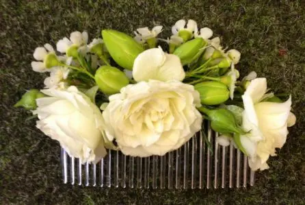 Bridesmaid Spray Rose and Wax Flower Hair Comb