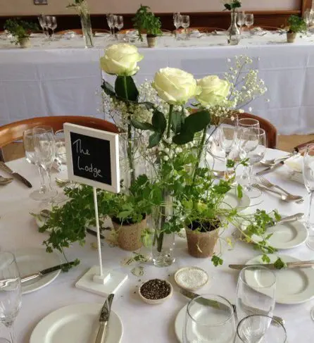 Stem Vase and Herb Table Arrangements 2