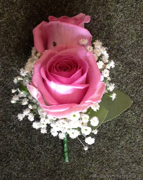 Pink rose and gypsophila buttonhole