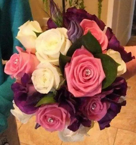Bridesmaid Bouquet of Pink Purple and white