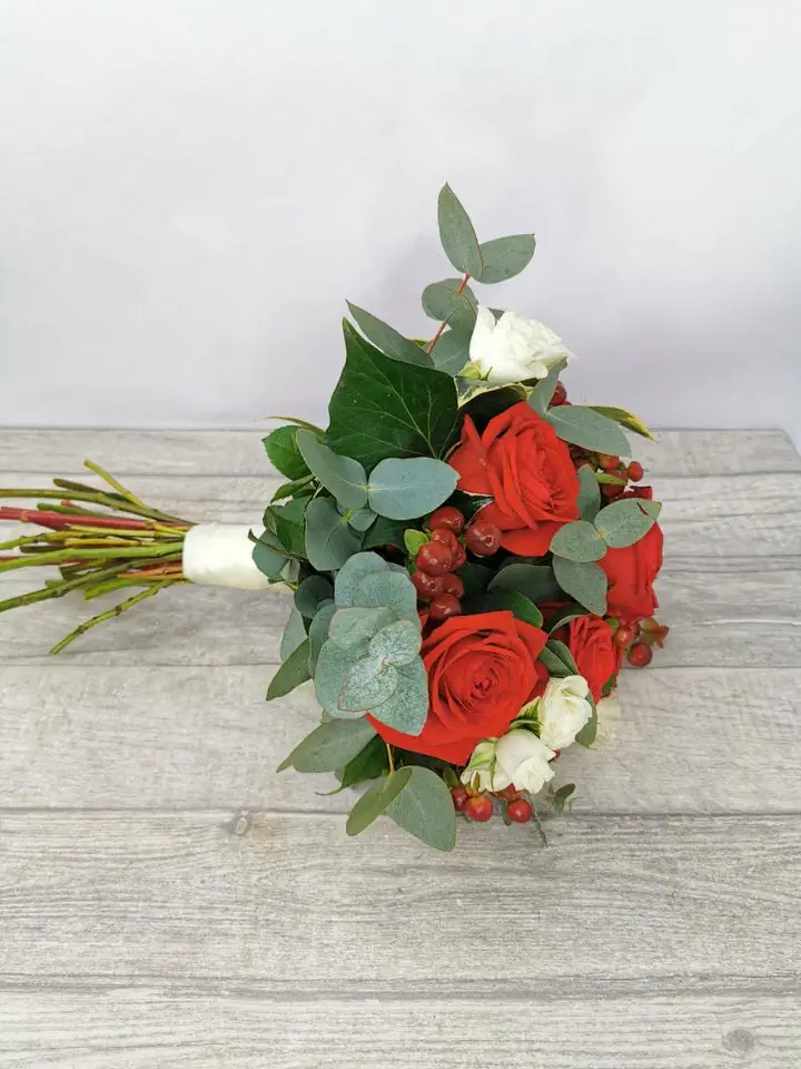 Bridesmaid Winter Wedding Red and White Handtied
