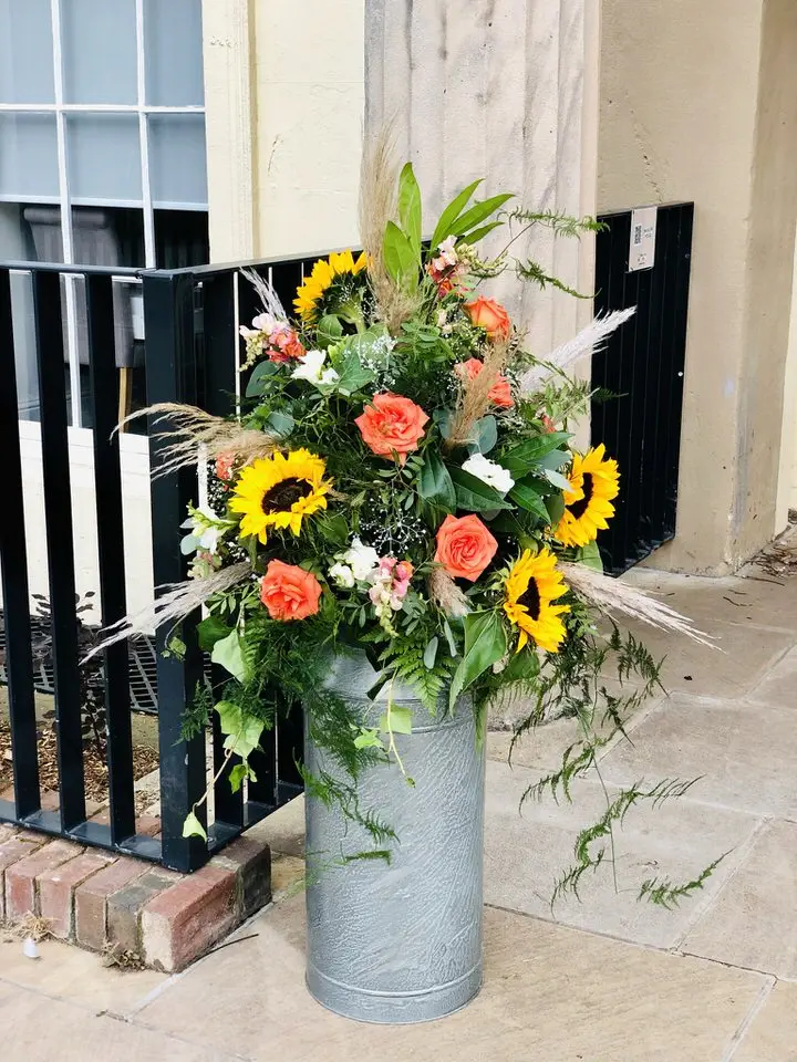 Bright Summer Flower Arrangement For Wedding Entrance
