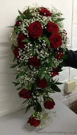 Red Rose and Gypsophila Shower Bouquet