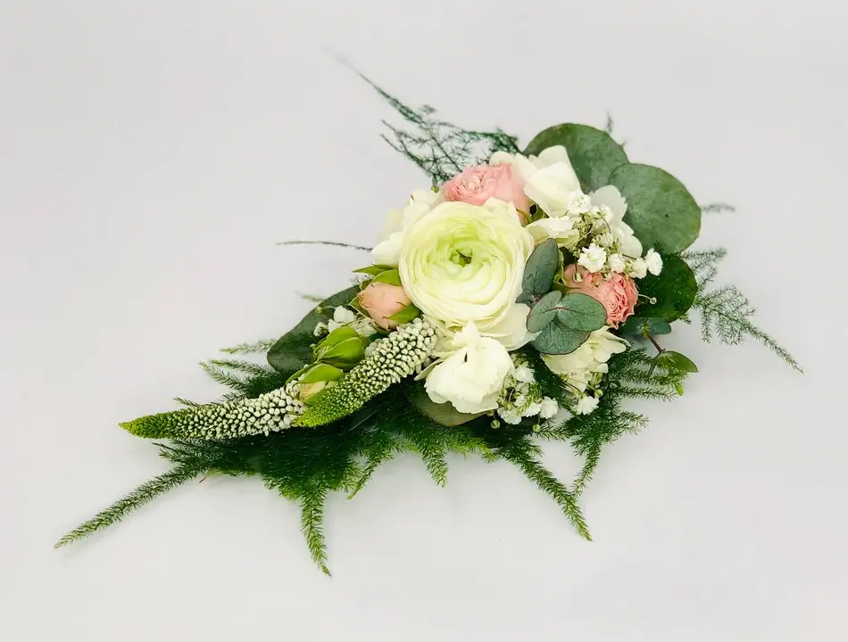 Pastel Wedding Corsage with Ranunculus and Veronica