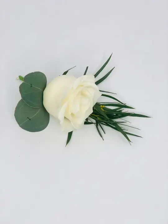 Simple White Rose Buttonhole for Groomsmen