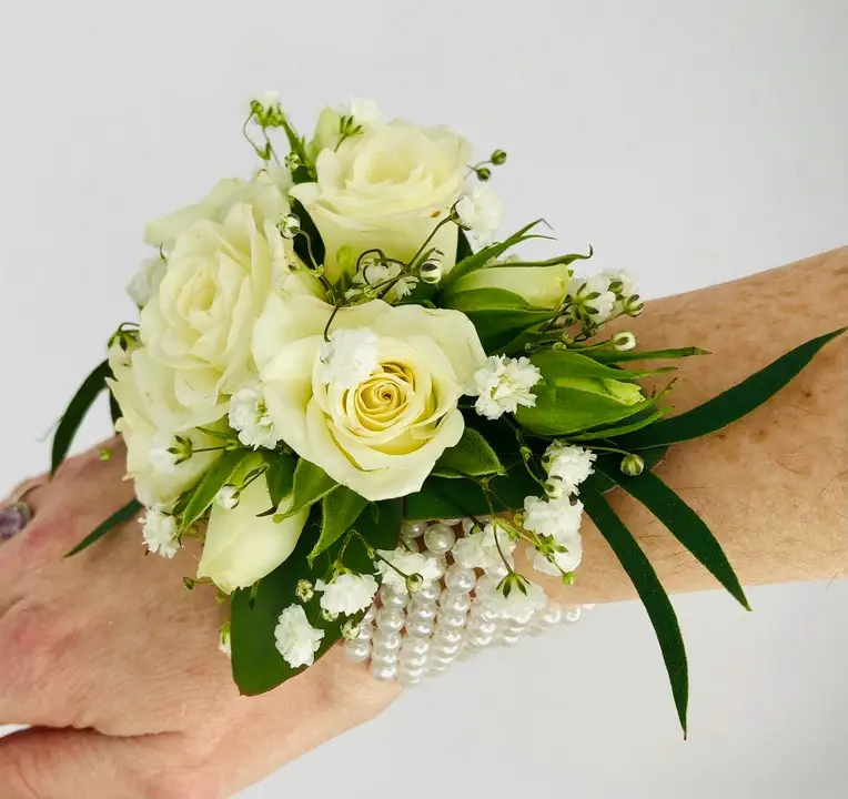 Traditional White Spray Rose Wrist Corsage