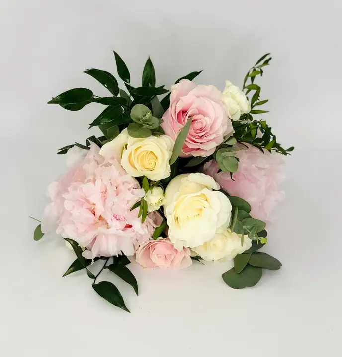 Pink Peony and White Rose Bridesmaid Bouquet