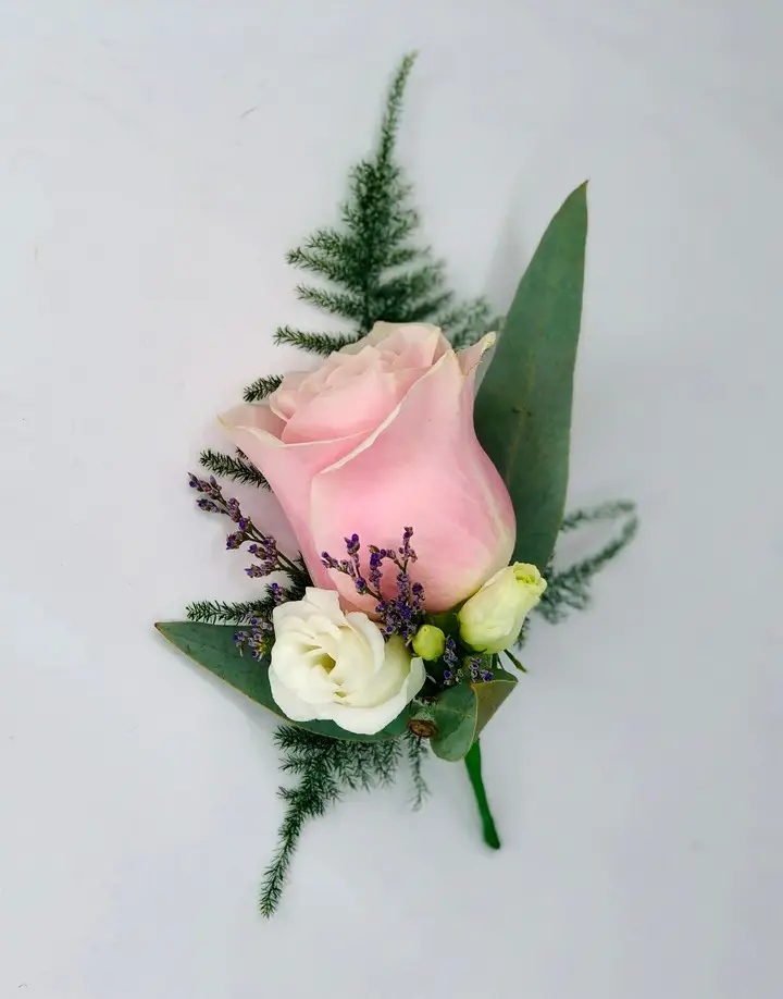 Pink Rose Buttonhole for Groom