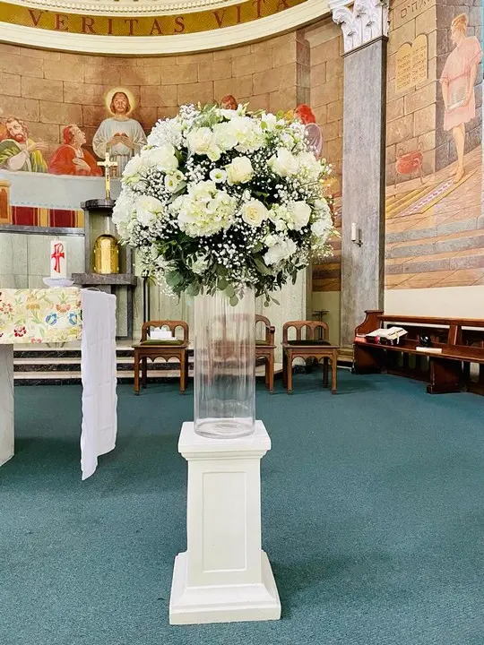 White Flower Pedestal at St Anthony of Padua