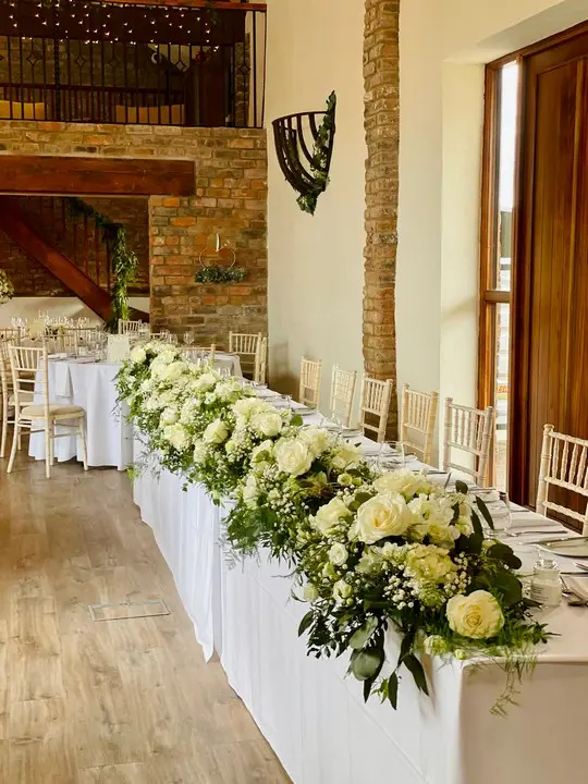 White Rose Floral Runner Top Table