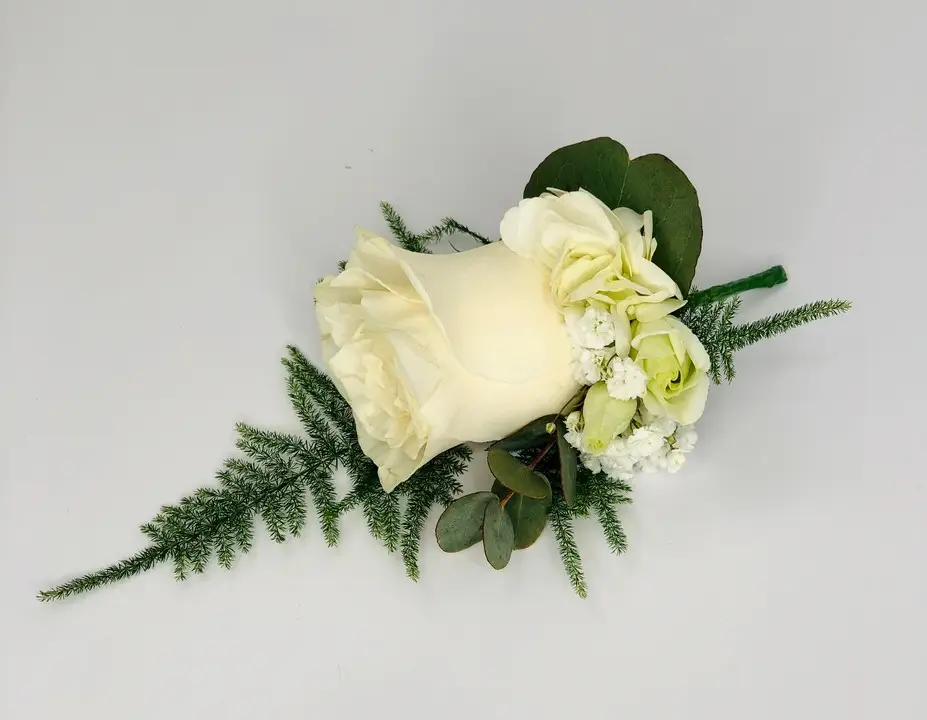 White Rose and Hydrangea Buttonhole