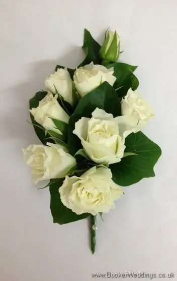 White spray rose pin corsage