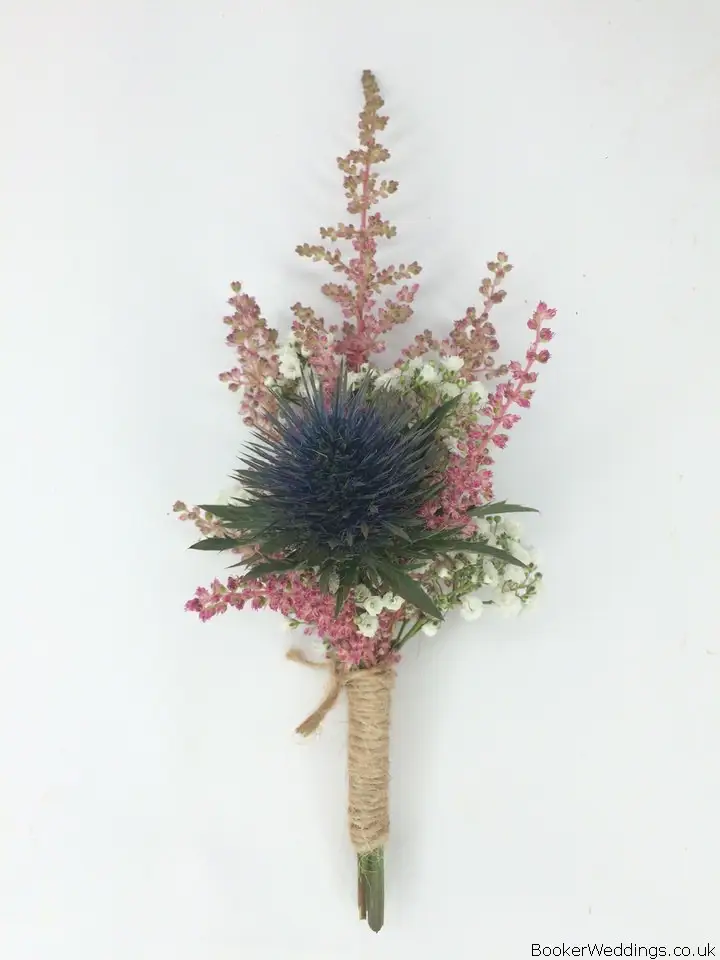 Blue Pink and White Buttonhole