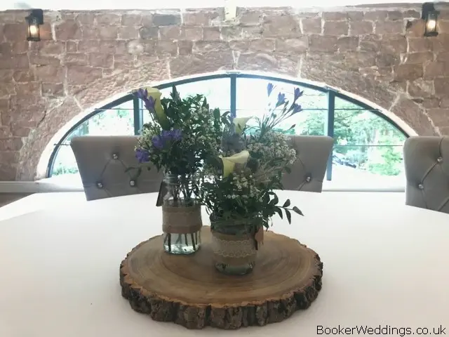 Blue and White Top Table Flowers at Allerton Manor
