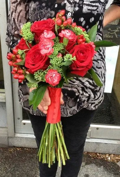 Red Rose Brides Bouquet Side View