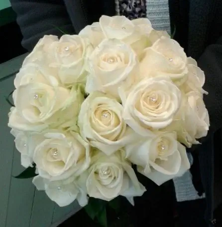 Rose and diamante bridal bouquet