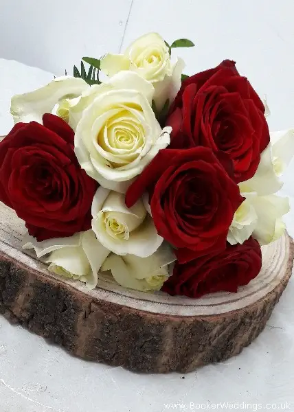 Wedding Bouquet of Red and White Roses for Bride