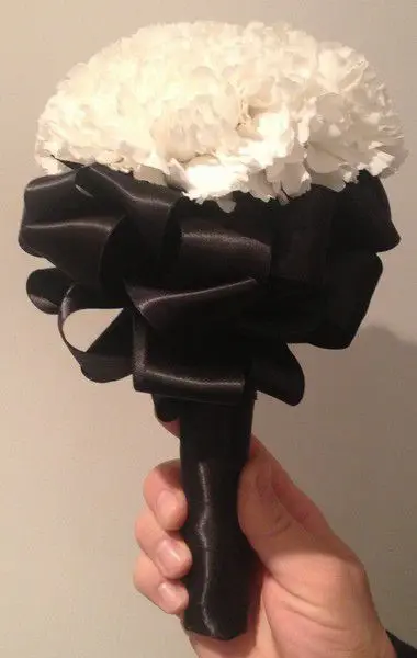White and Black Carnation Bridesmaid Bouquet Side 2