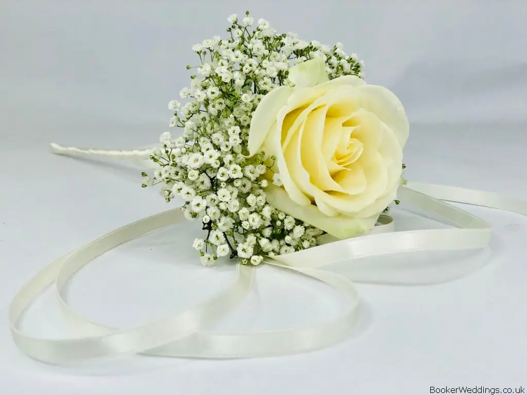 Flower Girl White Rose and Gyp Wand