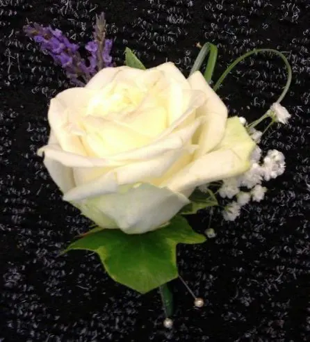 Grooms Rose and Lavender Buttonhole