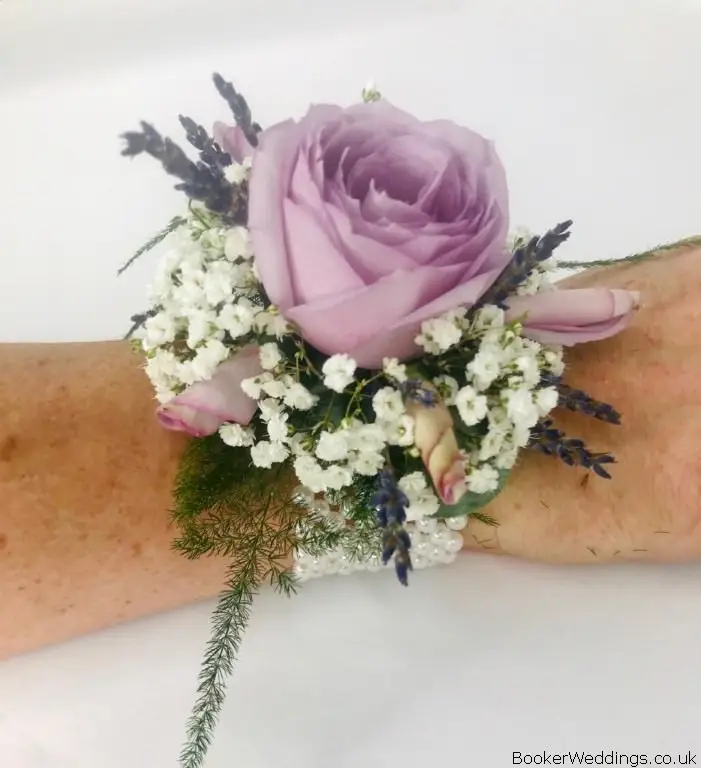 Lilac Rose Lavender and Gyp Wrist Corsage
