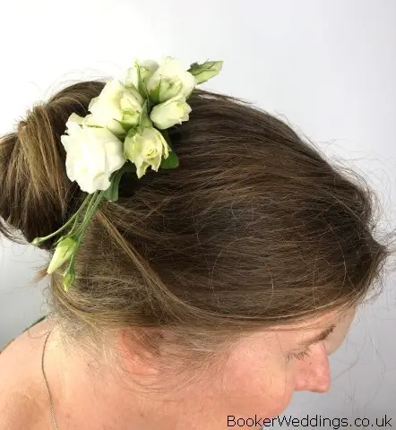 Bridesmaid White Flowers in Hair on Comb