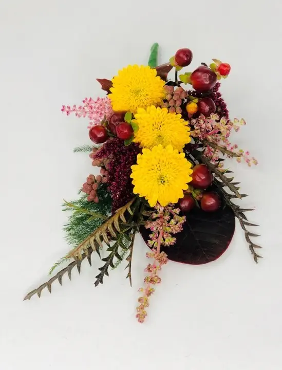 Autumn Alternative Corsage in Yellow and Burgundy