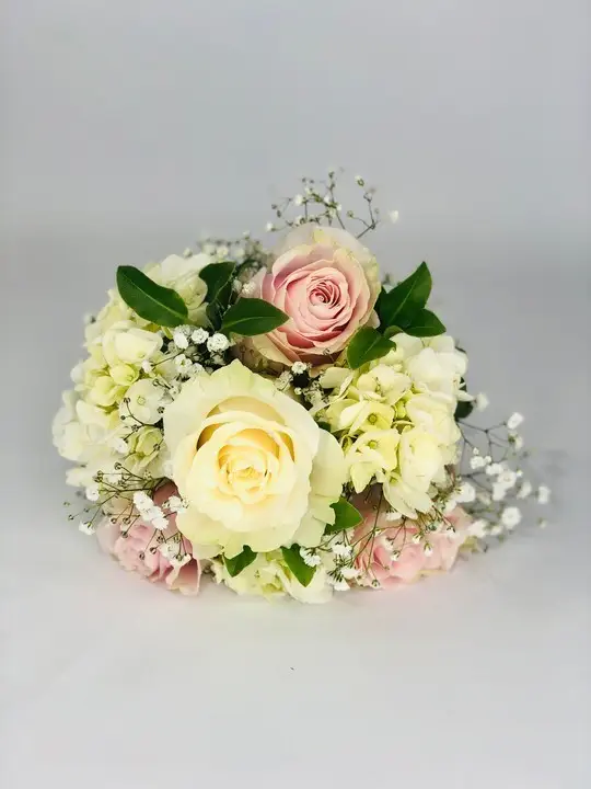 Pink and White Bridesmaid Bouquet with Roses and Hydrangea