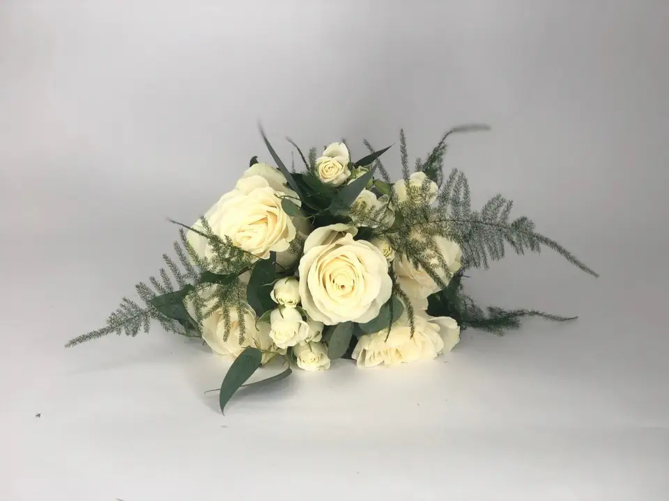 White Rose and Wild Eucalyptus Bridesmaid Bouquet
