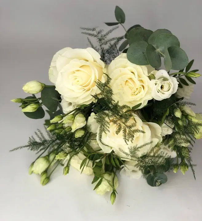 White Rose and Lisianthus Bridal Bouquet