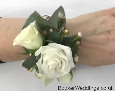 Bridesmaid White Rose Wrist Corsage