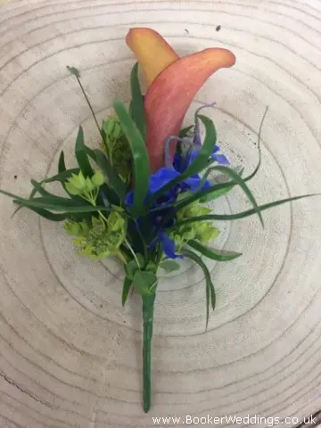 Fancy Buttonhole For Groom Mango Calla Lily