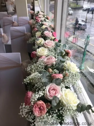 White Roses and Pink Peonies Venue Flowers