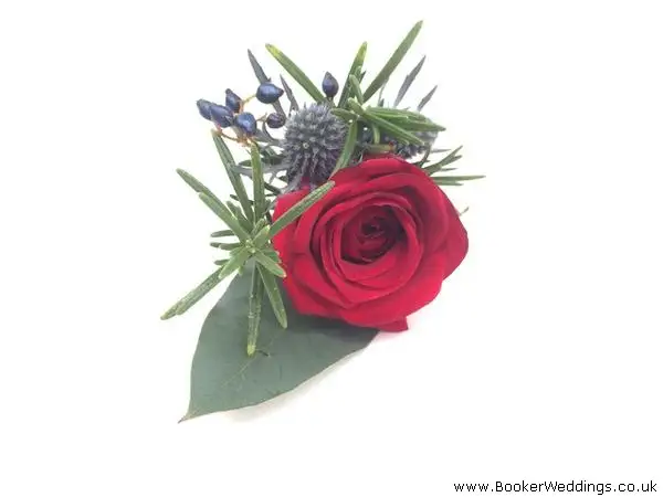Groom Fancy Red Rose Buttonhole