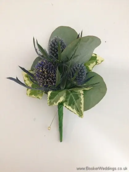 Wild Just Picked Blue Eryngium Grooms Buttonhole