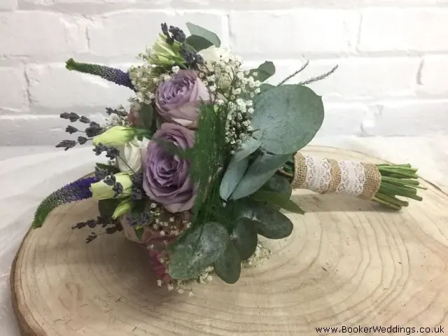 Bridesmaid Hand Tied Bouquet With Hessian and Lace Handle