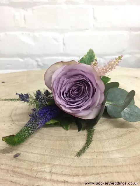 Groom Buttonhole for Vintage Wedding in Lilac