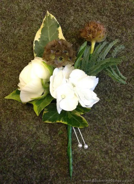 White Peony Wild Country Garden Grooms Buttonhole