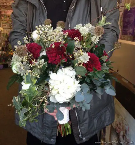 Wild Country Garden Winter Wedding Bridal Bouquet Side View2