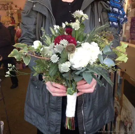Wild Country Garden Winter Wedding Bridesmaid Bouquet Side View