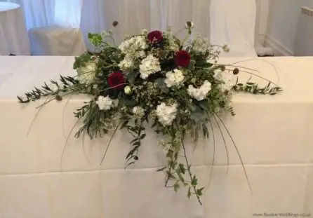 Wild Country Garden Winter Wedding Top Table Arrangement  Bartle Hall Preston