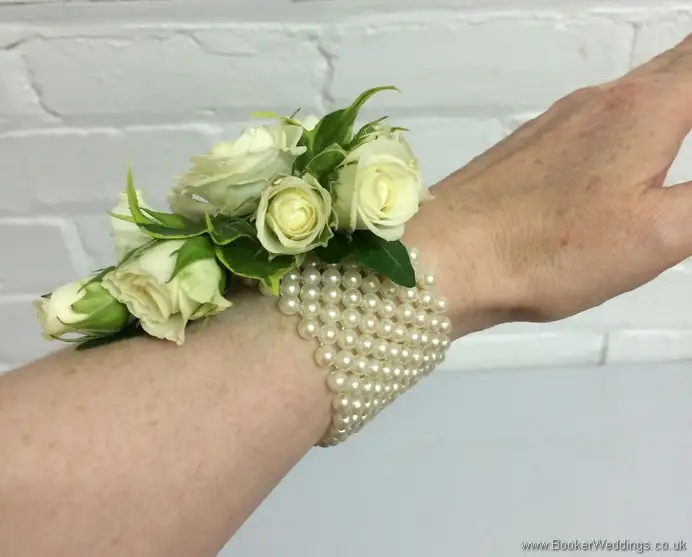 All White Akito Rose Wrist Corsage