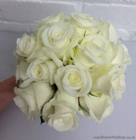 All White Akito rose hand tied bridal bouquet