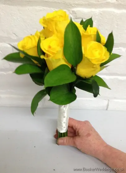 Yellow Rose Hand tied Bridesmaid Bouquet SIde View