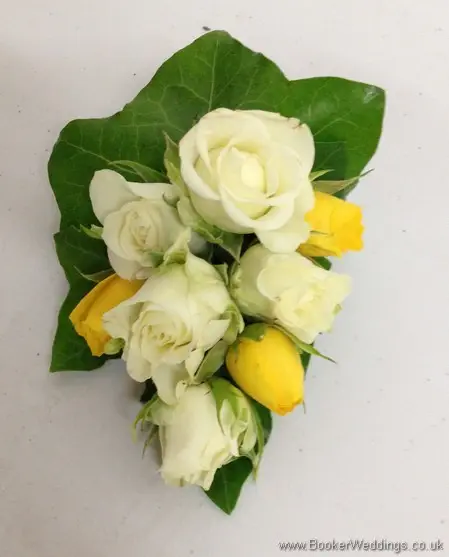 Yellow and White Roses Pin Corsage