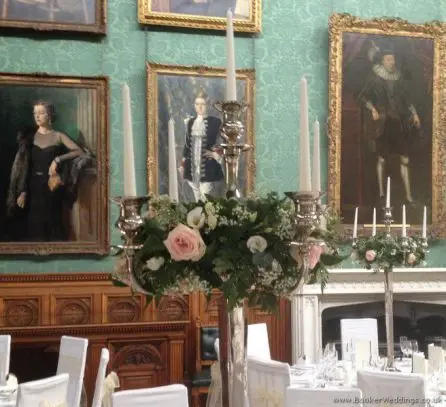 Blush Rose and Calla Lily Candelabra Arrangement Close Up at Knowsley Hall
